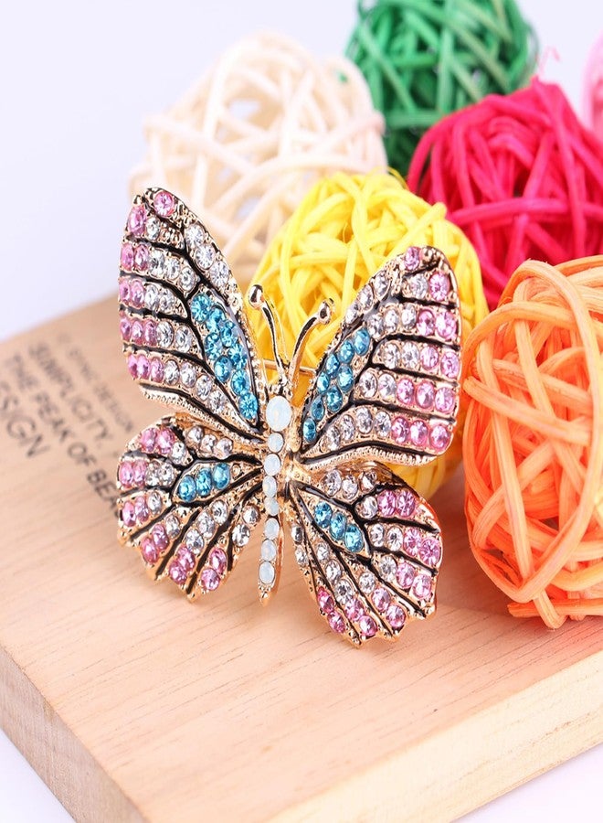 FORUBUS Delicate Butterfly Rhinestone Brooch Pin - Glittering Crystal Butterfly Brooch Pin for Women and Girls-pink - Image 5